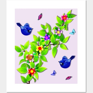 Blue Bird. Australian Bird Species Posters and Art